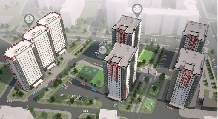 ЖК Мичурино макет парковки возле домов