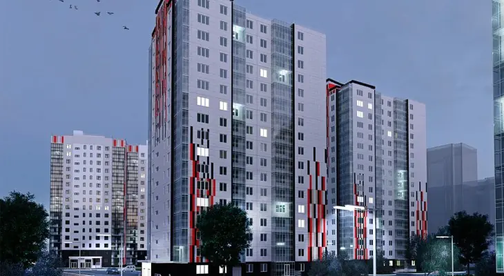 ЖК Мичурино территория в вечернее время