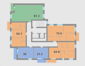 ЖК Параплан, секция 1, этажи 2-16